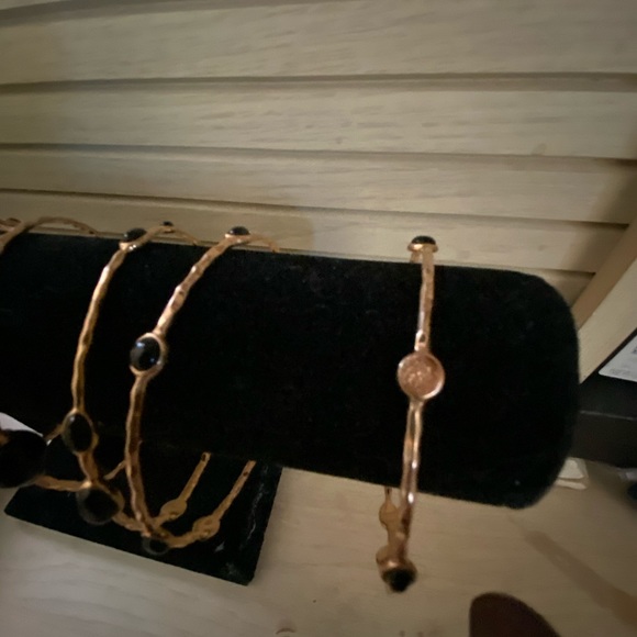 Veronese 18K Clad Average Set of 5 Onyx Bangles - Picture 4 of 8